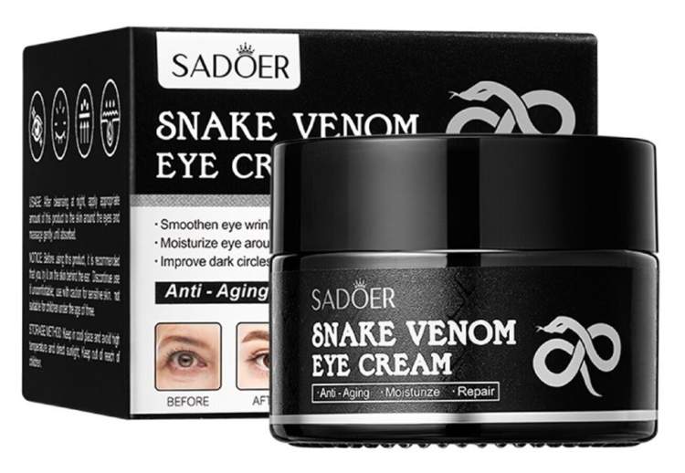 SADOER КРЕМ ДЛЯ ВЕК SNAKE VENOM (ЗМЕИНЫЙ ЯД) 30Г (SD05138) 1/144 Крем для кожи вокруг глаз с пептидом змеиного яда оказывает высоко интенсивный омолаживающий эффект, подтягивает кожу лица, восстанавливает структуру тканей эпидермиса. Крем обеспечивает максимальную защиту клеток кожи в области глаз от губительного действия свободных радикалов, которые являются неизбежными спутниками старения, стрессов, солнечных лучей и неблагоприятных факторов внешней среды.