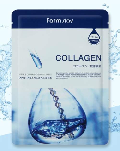 FARMSTAY VISIBLE DIFFERENCE MASK SHEET COLLAGEN МАСКА-САЛФЕТКА КОЛЛАГЕН, 23МЛ