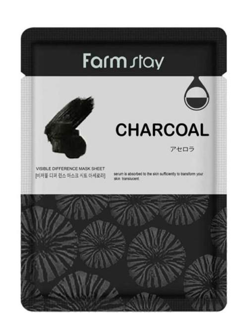 FARMSTAY VISIBLE DIFFERENCE MASK SHEET CHARCOAL МАСКА-САЛФЕТКА УГОЛЬ, 23МЛ